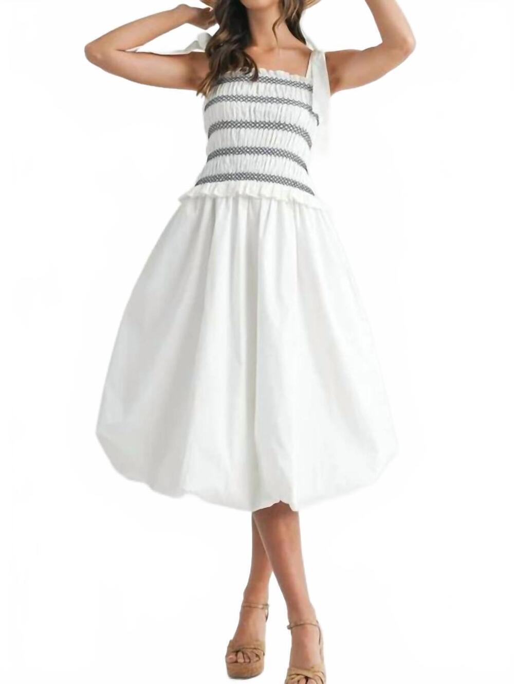 NEW MABLE feeling bubbly midi dress in off white